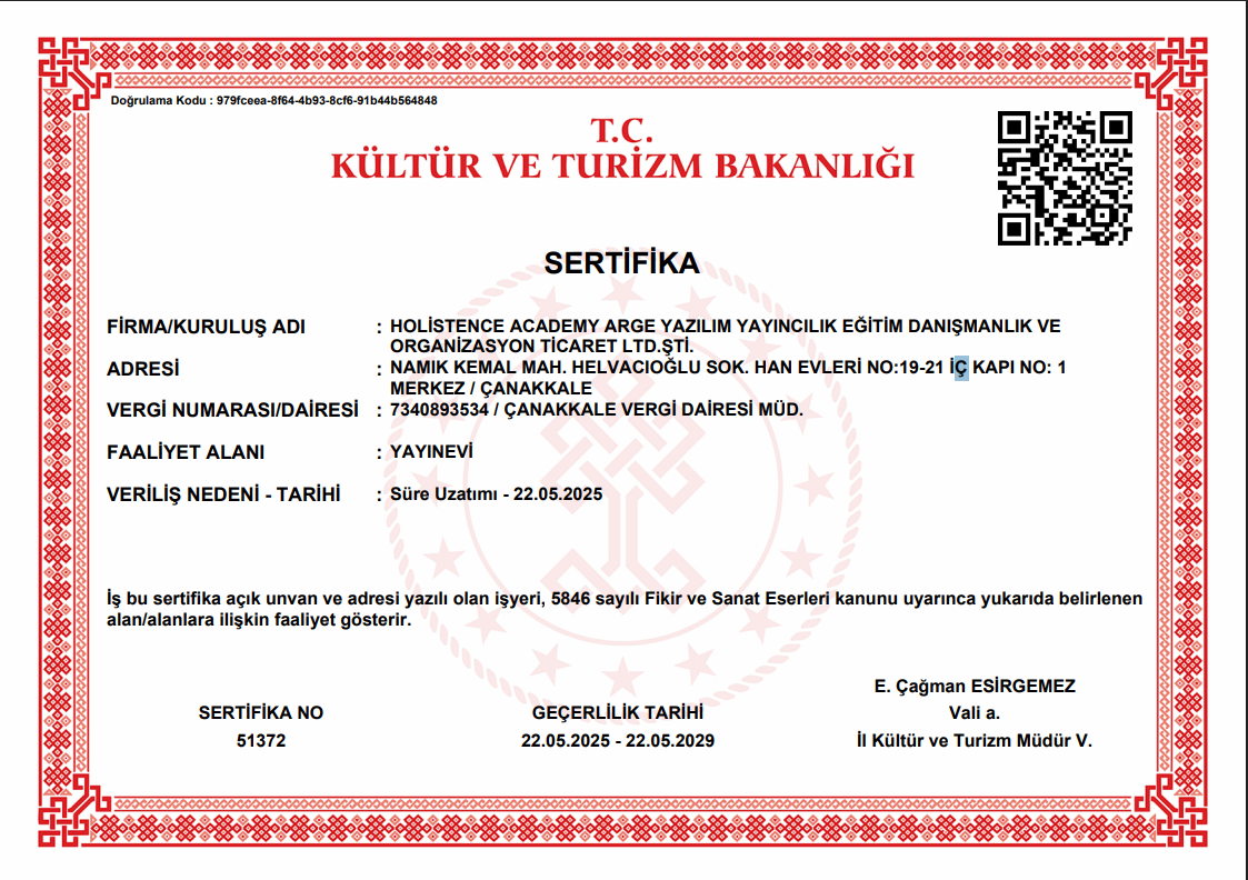 Holistence Academy sertifikası